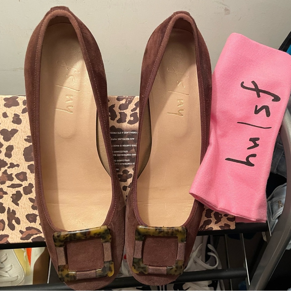 fs/ny Brown Suede Women's Shoes with Tortoise Buckle